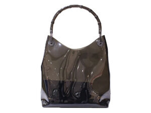 Gucci Clear Bag Black Bamboo Vinyl 2way Clutch Shoulder